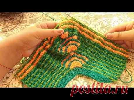 "ДОЛЬКИ АПЕЛЬСИНА"/ МК ЧАСТЬ2/ТАПОЧКИ-СЛЕДОЧКИ С ВЕЕРАМИ НА ДВУХ СПИЦАХ БЕЗ ШВОВ