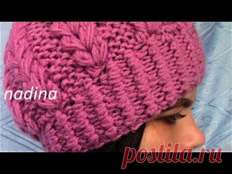 ШИКАРНАЯ ШАПКА - БЕРЕТ ч.1(от nadina knits)укороченными рядами и с вытянутыми петлями.