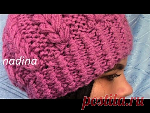 ШИКАРНАЯ ШАПКА - БЕРЕТ ч.1(от nadina knits)укороченными рядами и с вытянутыми петлями.
