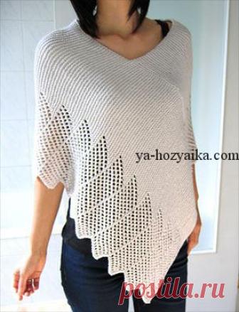 Пончо спицами из двух прямоугольников. Как связать пончо из двух прямоугольников