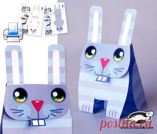 Легко без клея вырезать и сложить зайчика | krokotak