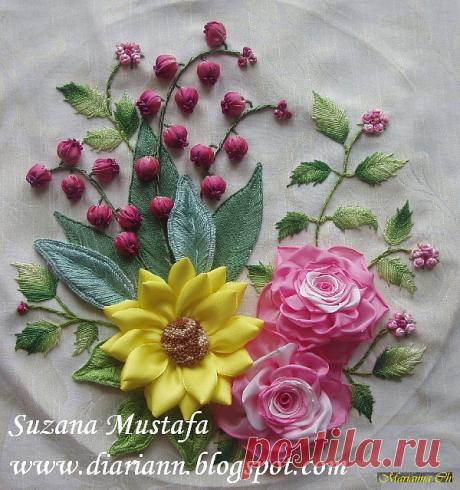 (6) Gallery.ru / Фото #1 - Мини мастер-классы по цветам из из лент и пряжи - 1... пошаг - Vladikana