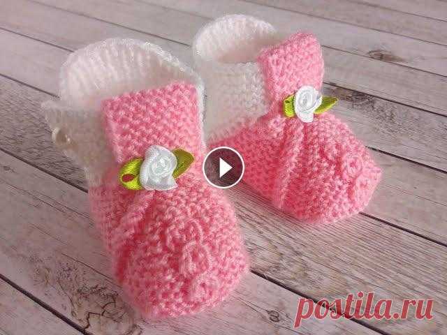Детские пинетки вязаные спицами, без шва, несложные /knitting baby booties Детские пинетки вязаные спицами. Ссылка на без шовные пинетки часть 1: Ссылка на без шовные пинетки часть 2:...