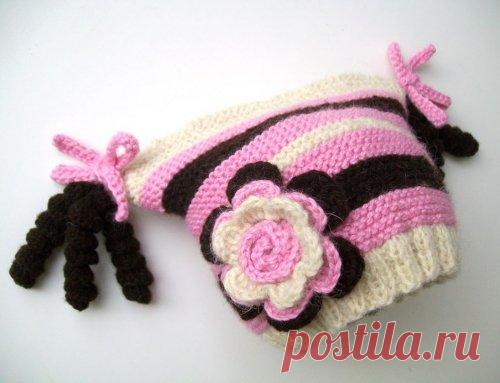 Шапочка "Кудряшка" для девочки спицами - описание, схемы+фото