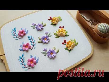 프랑스자수 l 꽃자수 무늬 Continuous pattern of flower embroidery