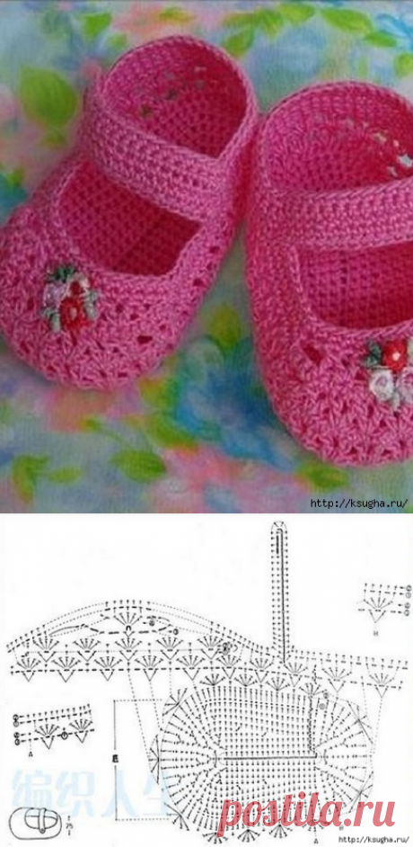 Вязаные пинетки-туфельки