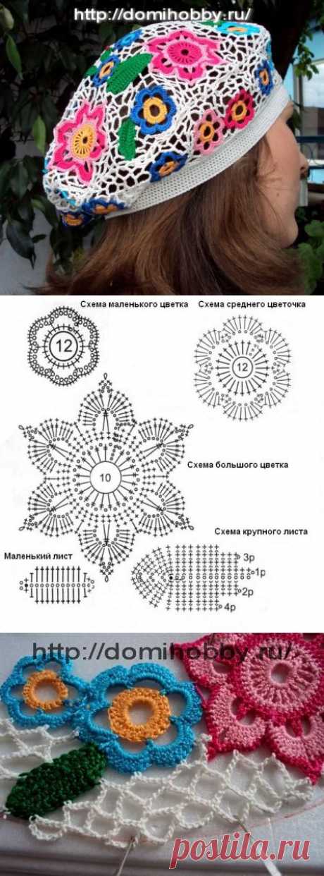 Берет в технике ирландского кружева