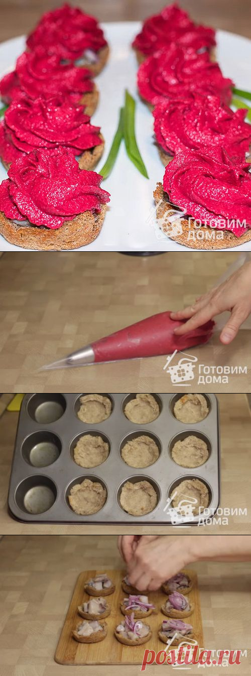 Новогодняя закуска - селедка под шубой стиль модерн - пошаговый рецепт с фото на Готовим дома

свекла отварная	200 г
морковь отварная	100 г
сливочный сыр	150 г
филе сельди	250 г
лук красный	50
хлеб черный	9 ломтей
соль	по вкусу

Вряд ли я сильно ошибусь если скажу, что селедка под шубой является желанным украшением многих праздничных столов. Предлагаю внести некое разнообразие в это блюдо, тому, кто не против готовить и пробовать что-то новое.