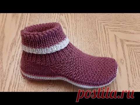НОВИНКА 2021 : Тапочки-следки на двух спицах  // patik modelleri