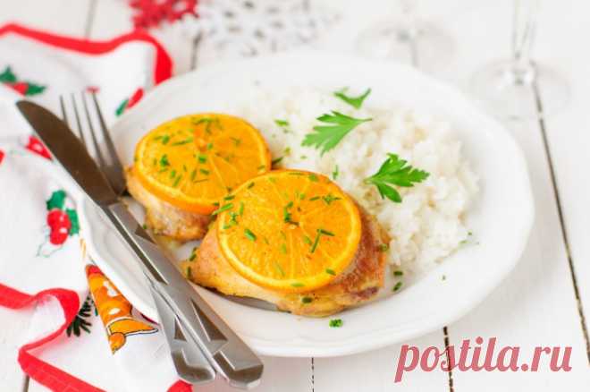 Запеченные куриные бедрышки с апельсинами