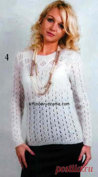 Как вязать спицами мохеровый пуловер с круглой кокеткой / Стильное вязание