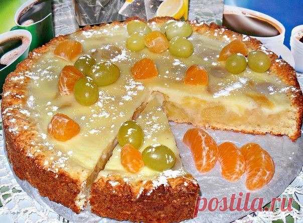 ЗАЛИВНОЙ, ТВОРОЖНО ЯБЛОЧНО-ВИНОГРАДНЫЙ ПИРОГ
