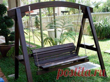 Качели садовые деревянные с подушками и чехлами: как сделать своими руками