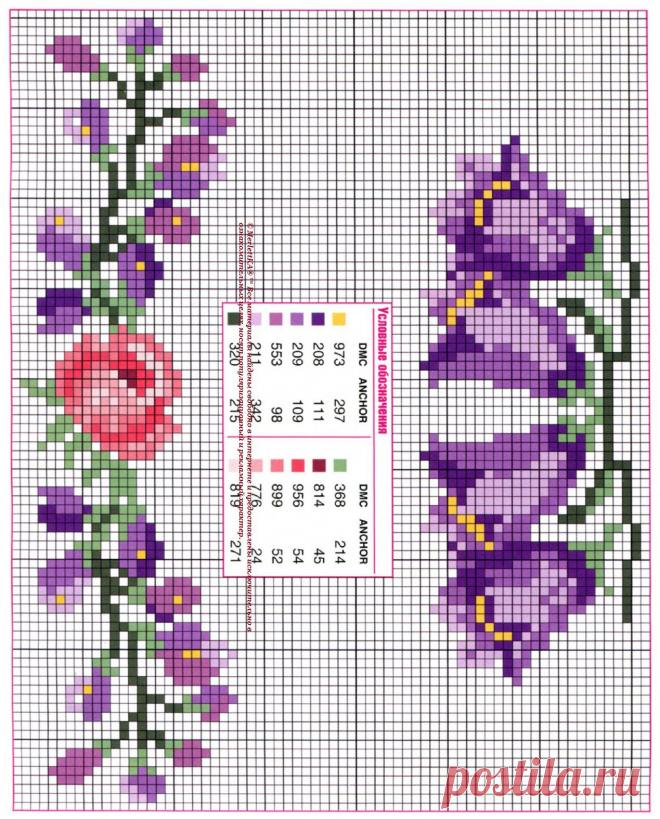 Вышивка крестом - 50 схем цветов и композиций