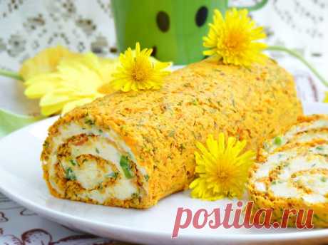 Морковный рулет с сырной начинкой - рецепт - как приготовить - ингредиенты, состав, время приготовления - Леди Mail.Ru