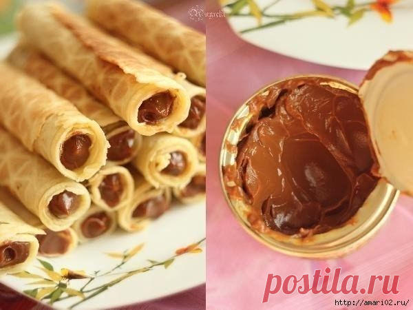 Самые вкусные трубочки со сгущёнкой.