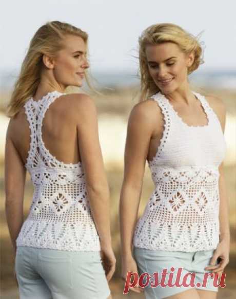 Схема летней майки крючком с описанием Как связать летнюю майку крючком? Мы расскажем вам об этом при помощи нашего мастер-класса и схемы с подробным описанием каждого шага вязания.