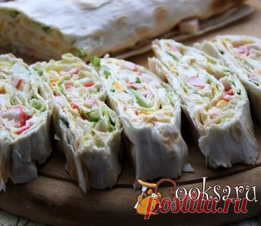 Рулет из лаваша с крабовыми палочками фото рецепт приготовления