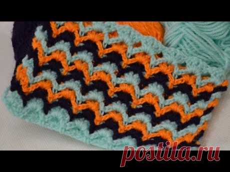 Узор крючком барджелло полотно • Мастер-класс по вязанию •  Bargello blanket crochet stitch