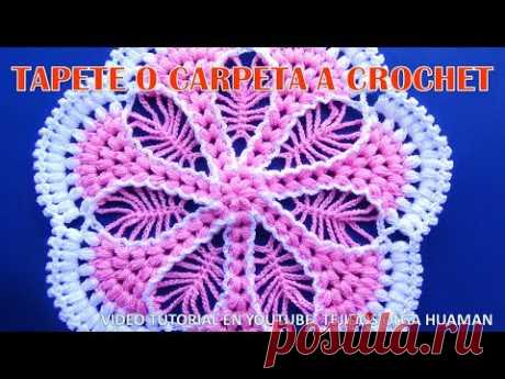TAPETE O CARPETA A CROCHET PASO A PASO con puntos Garbanzos o Puff en VIDEO TUTORIAL
