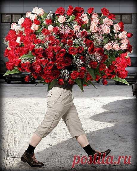 Влюблённый мужчина, бегущий с цветами По снежной аллее морозным деньком, Не просто бегущий, ... - Блог Галина на 24open.ru