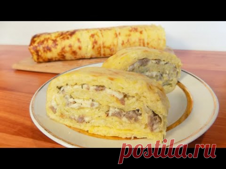 Рулет из кабачков с фаршем и сыром приготовленный в духовке. Оригинальный рецепт закуски из кабачков