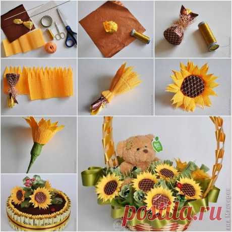 Как DIY гофрированной бумаги шоколад подсолнечника | iCreativeIdeas.com