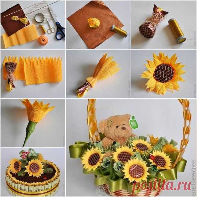 Как DIY гофрированной бумаги шоколад подсолнечника | iCreativeIdeas.com