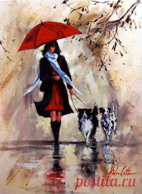 Helen Cottle, 1962 ~ Red umbrella | Tutt'Art@ | Pittura * Scultura * Poesia * Musica |