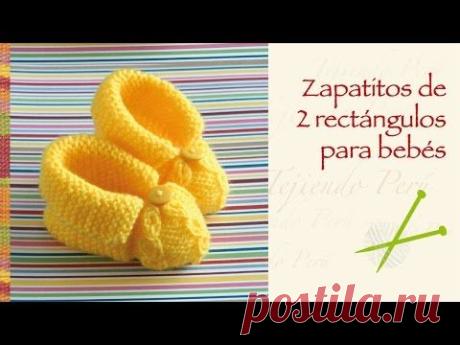 Paso a paso: zapatos para bebés hechos de 2 rectángulos tejidos en dos agujas