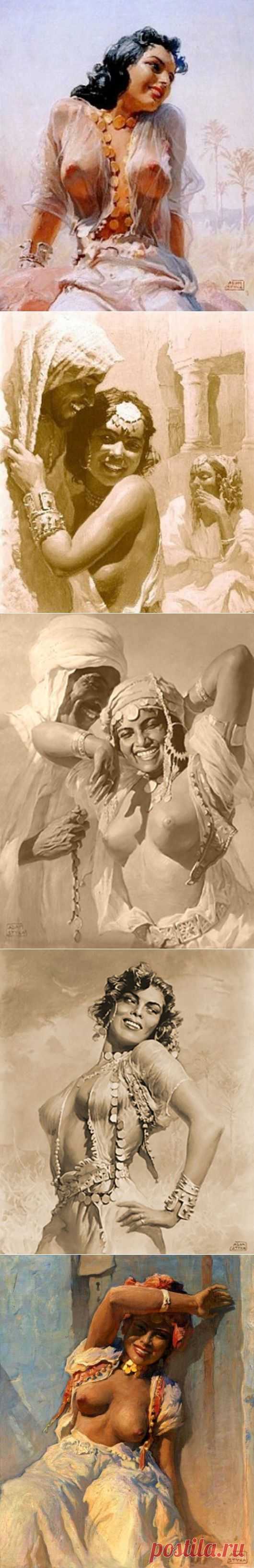 Польский художник-ориенталист Adam Styka(1890 - 1959). At The Watering Hole