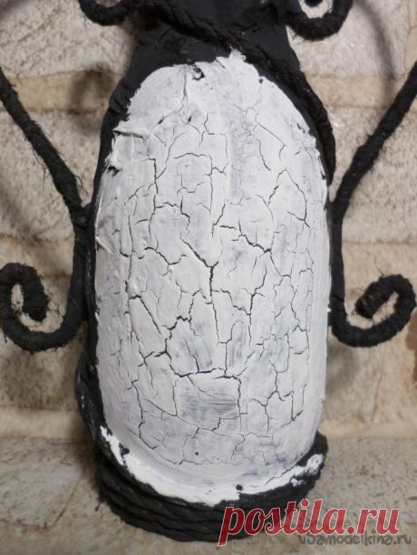 Амфора с декупажем и объёмными сердечками