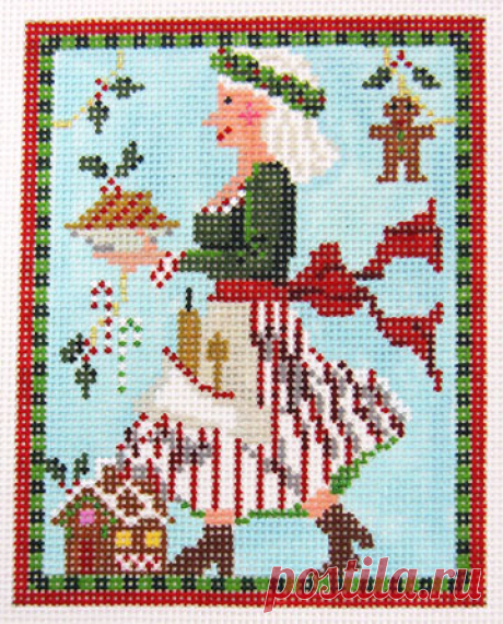 Kelly Clark Needlepoint - Mrs. Claus the Baker - Needle Nook Mrs. Claus the Baker (KC-KCN109) is a Christmas needlepoint canvas design by Kelly Clark Needlepoint available from the Needle Nook of La Jolla.