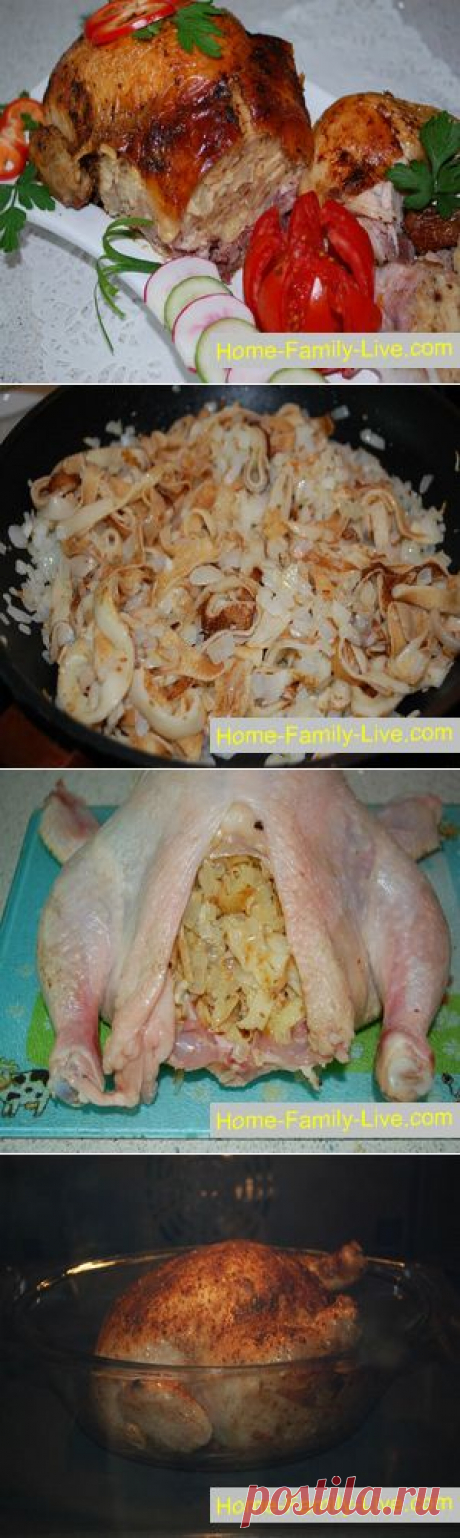 Курица фаршированная блинами