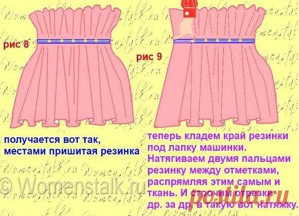 Как вшить резинку в платье