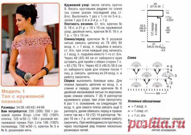Топ с кружевной планкой, Размеры: 34/36 (40/42) 44/46
http://fashionhobby.com/vjazanie-shemi-krjuchok-jen-top/1065