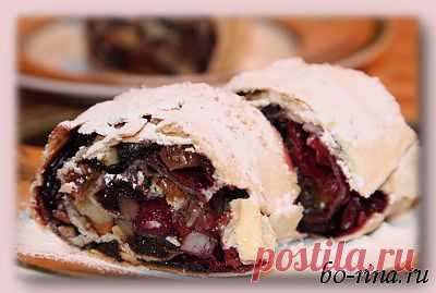 Постное меню. Штрудель из вытяжного теста с вишнями. | Вкусно и красиво!