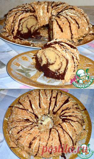 Ванильно-шоколадный кекс с карамельным соусом и жареным кокосом - кулинарный рецепт