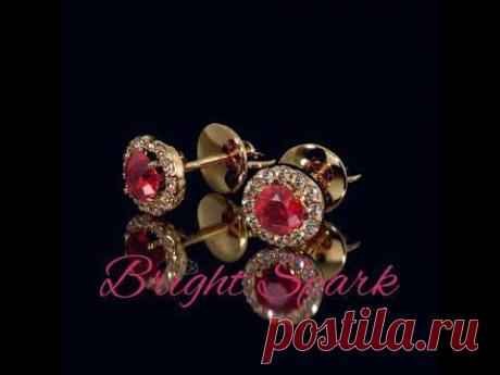 Золотые серьги-пусеты с рубинами и россыпью Amalia на 1,6 карата – купить по отличной цене в интернет-магазине Bright Spark