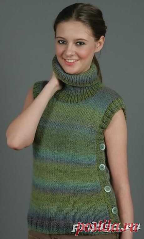 Женская безрукавка спицами из Dralon