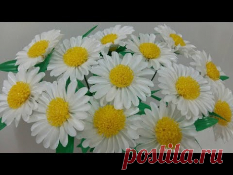 ดอกไม้จากหลอด ดอกเดซี่จากหลอด by มายมิ้นท์ Daisy Flower From Drinking Straws