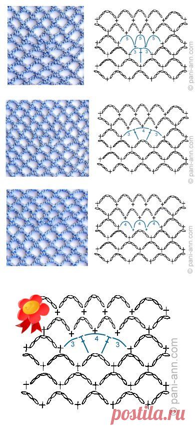 Как красиво сделать прибавки в сетке крючком.Советы и уроки от пани Аня..