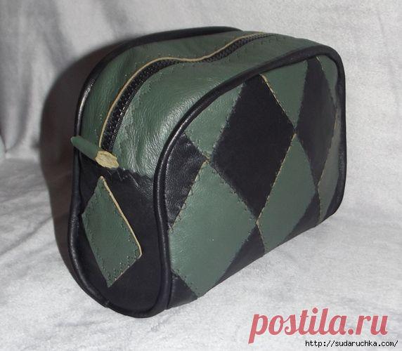 Кожаная косметичка"Домино". Мой мастер класс.