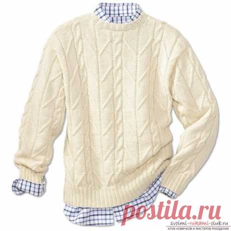 Мужской пуловер с застежкой поло / Вязание спицами / Вязание спицами. Работы пользователей