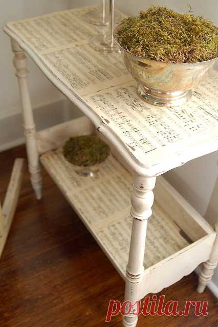 Sheet Music Side Table - Miss Mustard Seed Almost all of my small side tables that were in the shop have sold, so my shop owner asked me to make more.  One problem…it’s been, like, three degrees outside, so I have not been able to use my spray booth.  (I have to open my basement doors for ventilation and really cold air and wet paint don’t play nice.) So, ... Read More