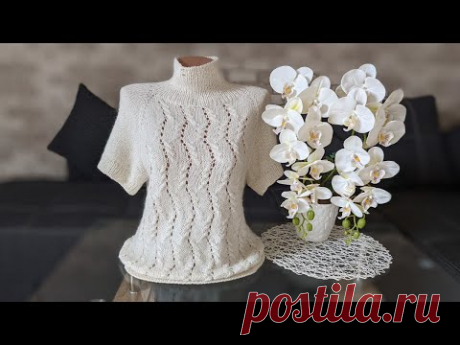 Светр з короткими рукавами спицями. Частина 2. Фотоальбом.