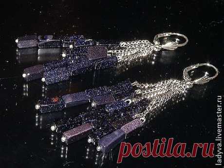 Серьги. "АВАНТЮРИНОВЫЕ" Швензы серебро 925 % - тёмно-синий,серьги,серьги ручной работы