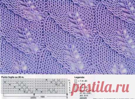 Узор &quot;Листики&quot;, вяжем спицами