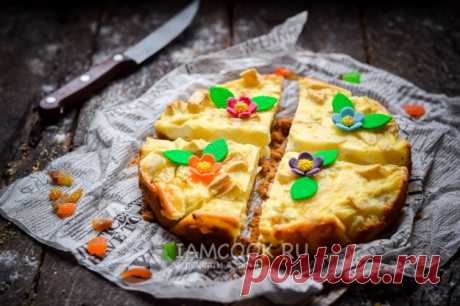 Заливной пирог с творогом и яблоками — рецепт с фото пошагово