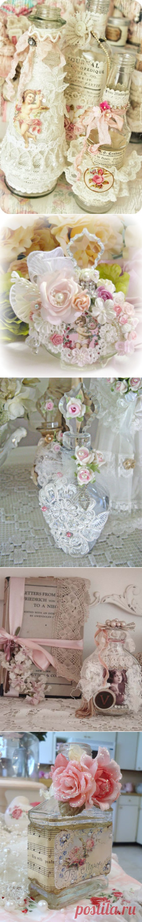 Shabby chic: Вдохновение - Shabby Chic Altered Bottles